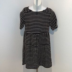 Ace & Jig Black Cream Polka Dot Babydoll Mod Dress Size Small